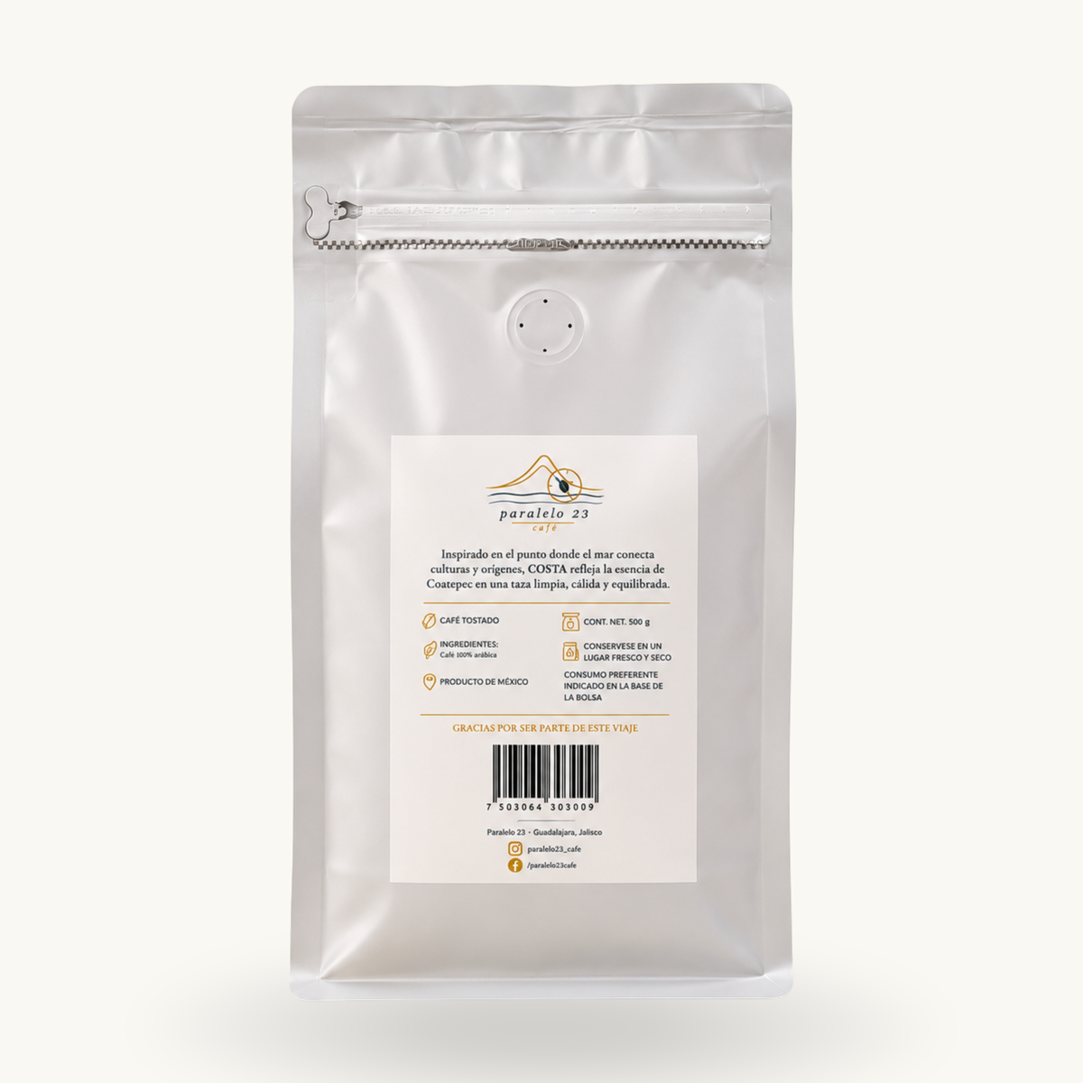 Costa en grano 500 g, vista trasera | p23:500g